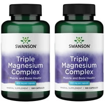 Swanson Triple Magnesium Complex - Mineral Supplement - Natural Support - Featuring Citrate, Oxide & Aspartate - (100 Capsules, 400mg Each, ) (2 Pack)