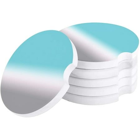 

KXMDXA Blue White Gray Gradient Style Set of 4 Car Coaster for Drinks Absorbent Ceramic Stone Coasters Cup Mat with Cork Base for Home Kitchen Room Coffee Table Bar Decor