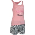 thumbnail image 3 of Emme Jordan Women's Sassy Super Soft Tank and Velour Short Pajama Set - Coffee and Mascara - Large, 3 of 5