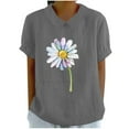 thumbnail image 2 of Blouses pour Femmes, T-Shirt Décontracté Imprimé Mode Manches Courtes Col Poupée Mignon Coton et Lin Blouse, 2 of 4