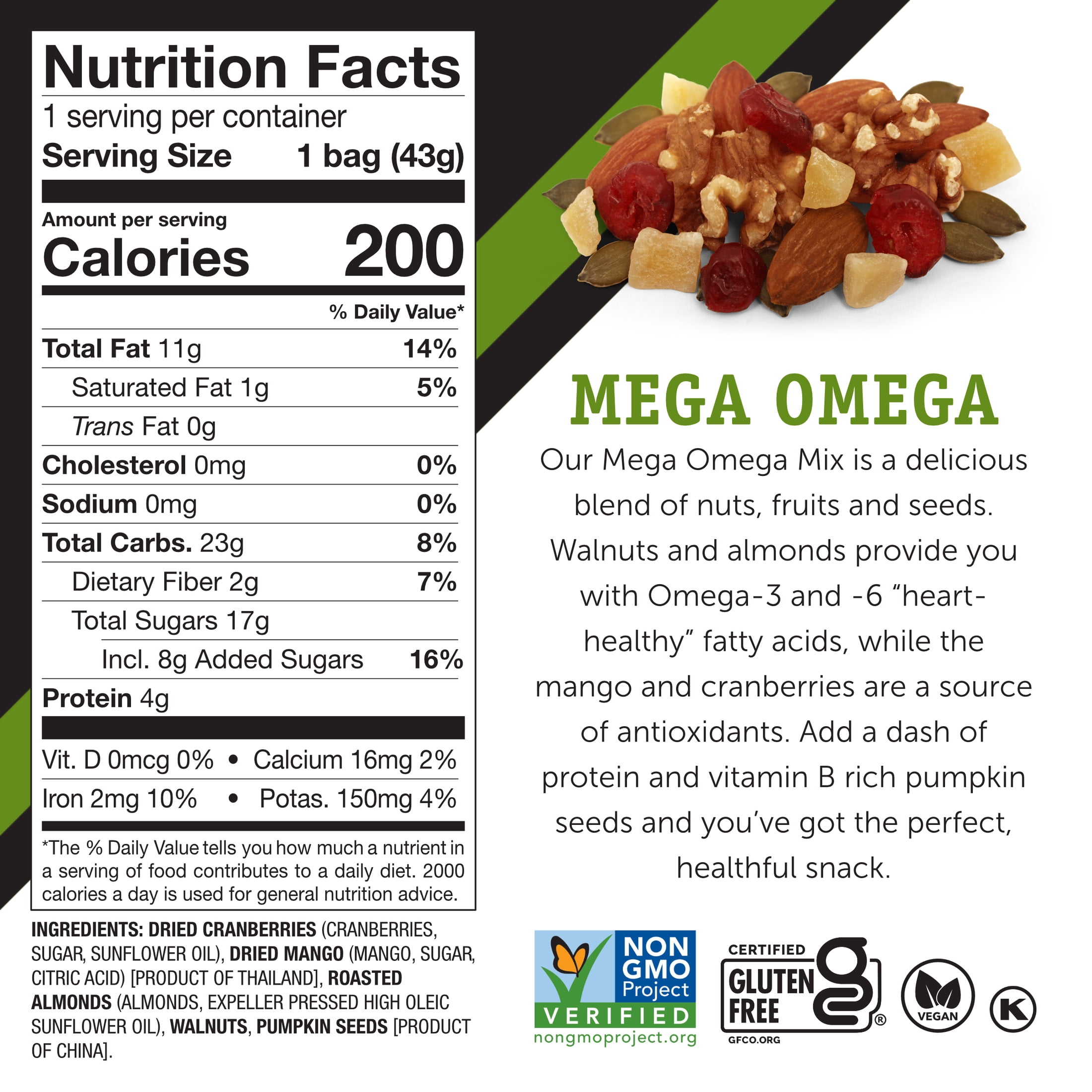 (6 pack) Power Up Premium Trail Mix Mega Omega Multipack 8/12oz