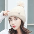 thumbnail image 3 of Holloyiver Women's New Autumn And Winter Cute Wool Ball Warm Woolen Hat, 3 of 5