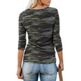 thumbnail image 2 of T-shirt Henley à Manches Courtes/longues pour Femmes, Décontracté, Basique, 2 of 2