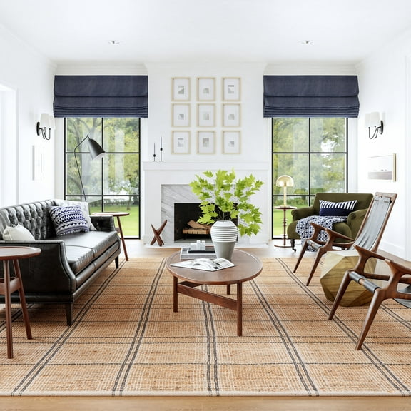 Rugs USA Oscar Plaid Jute Area Rug, 7' 6" x 9' 6", Oscar Natural