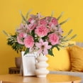 thumbnail image 6 of Hiroekza Artificial Flower - Carnation, Madonna Lily Outdoor Fake Flowers Faux Outdoor Flowers Real Looking Artificial Flowers for Wedding Home Decoration Handheld Wall 25cm Pink, 6 of 6