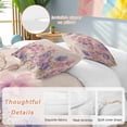 thumbnail image 2 of 3 Piece Pink Blue Spring Floral Duvet Cover Set Queen Size,Microfiber Comforter/Quilt Cover with Corner Ties and 2 Pillowcases,Rustic Summer Flower Botanical All Season Bedding with Zipper Closure, 2 of 8