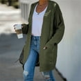 thumbnail image 3 of Tuphregyow Women Fall Long Sleeve Cable Knit Sweater Loose Outerwear Solid Open Front Cardigan Casual Lightweight Slouchy Leisure Oversized Trendy Army Green XL, 3 of 9