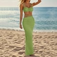 thumbnail image 2 of Women's Two Piece Skirt Sets Summer Beach Sexy Ruched Backless Top And Cut Out Skirt Night Out Dress, 2 of 2