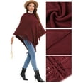 thumbnail image 5 of SAYFUT Junior's Knitted Sweater Fashion Stripes Long Sleeves Sweater Batwing Tassel Knitted Shirt Shawls Poncho Capes/Black/Red, 5 of 8