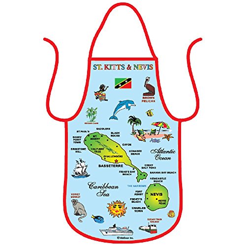 Rockin Gear Chef Apron St. Kitts & Nevis Map Gift Souvenir Fun SKB Gifts, 100% Genuine Cotton Kitchen Accessory Baking, Cooking, Grilling Barbecuing Apron, (St. Kitts)