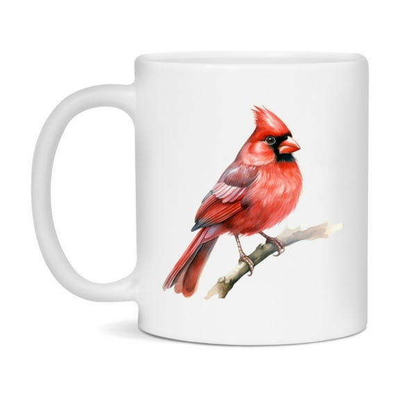 Bird Watching Mug, Northern Cardinal Song Bird Mug, 11oz or 15oz White Ceramic Coffee Mug Gift for Bird Watchers