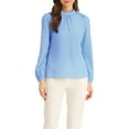 thumbnail image 1 of INSPIRE CHIC Chemisier en Chiffon pour Femmes Travail Bureau Col Montant Manches Longues TP Bleu, 1 of 6