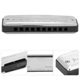 thumbnail image 4 of Blues Harmonica 10 Holes Mouthorgan D Key Stainless Steel ABS Resin Wind InstrumentBlack, 4 of 4