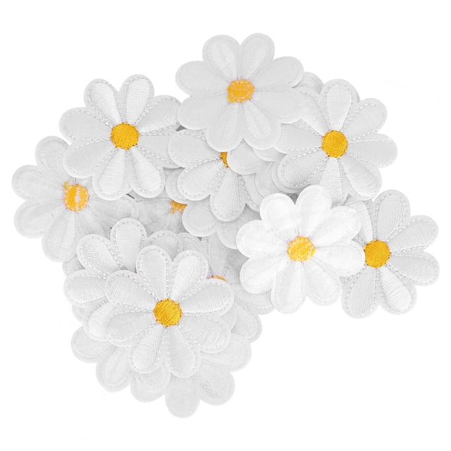 Pegatinas de tela bordadas con diseño de margaritas 40 unidades BuyWeek