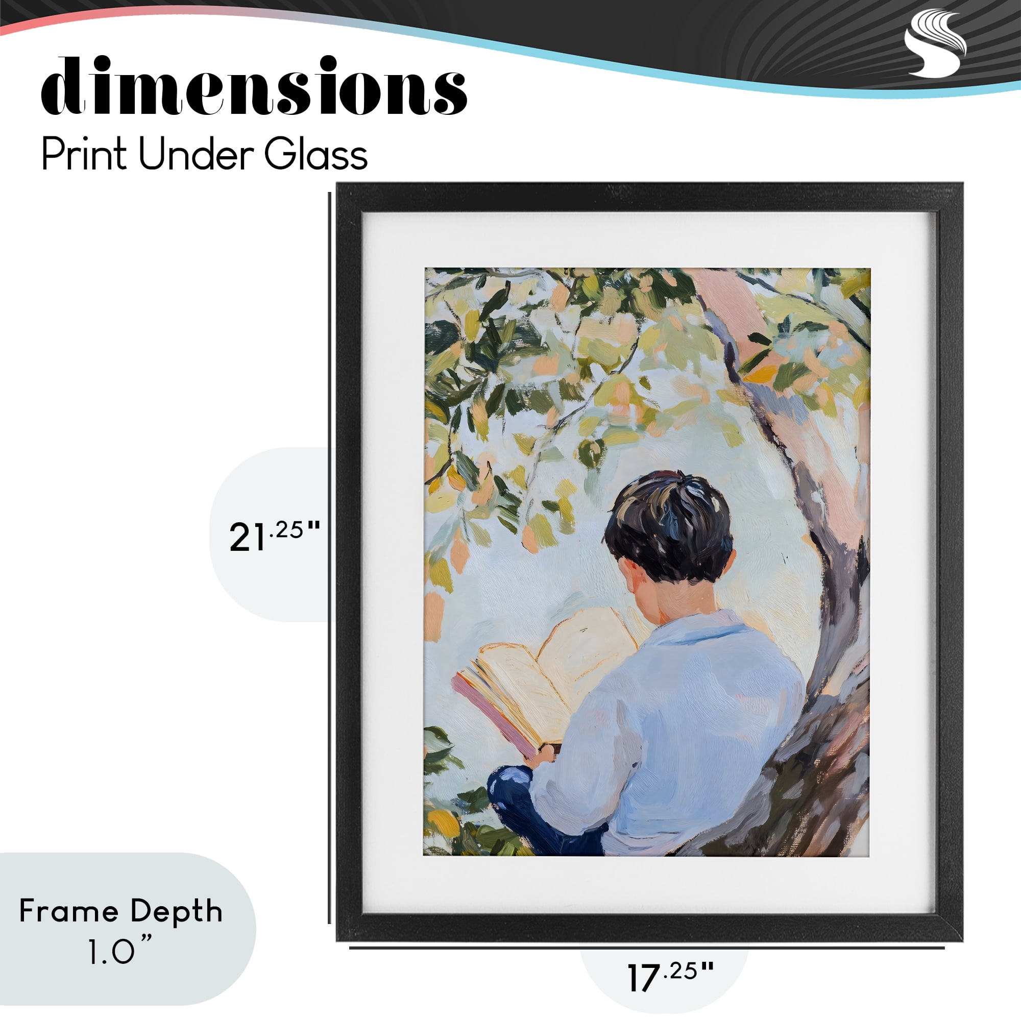 Stupell Industries Boy Reading in Nature Black Framed Print Under Glass, design by The Prints Vibe