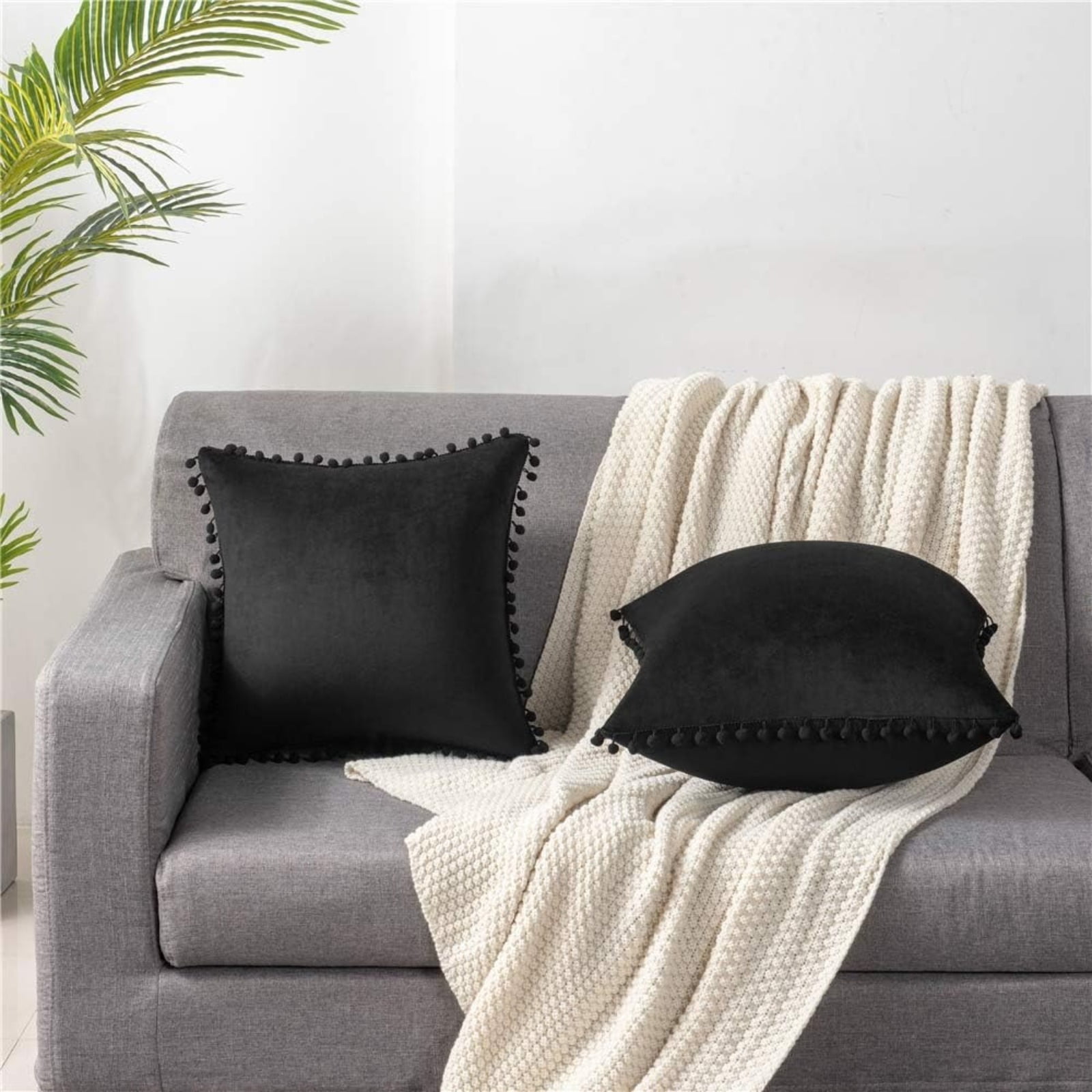 16×16 Inch Decorative Throw Pillow Cover 2-Pack Soft Textured Accent Cushion for Sofa Bed Living Room Home Decor