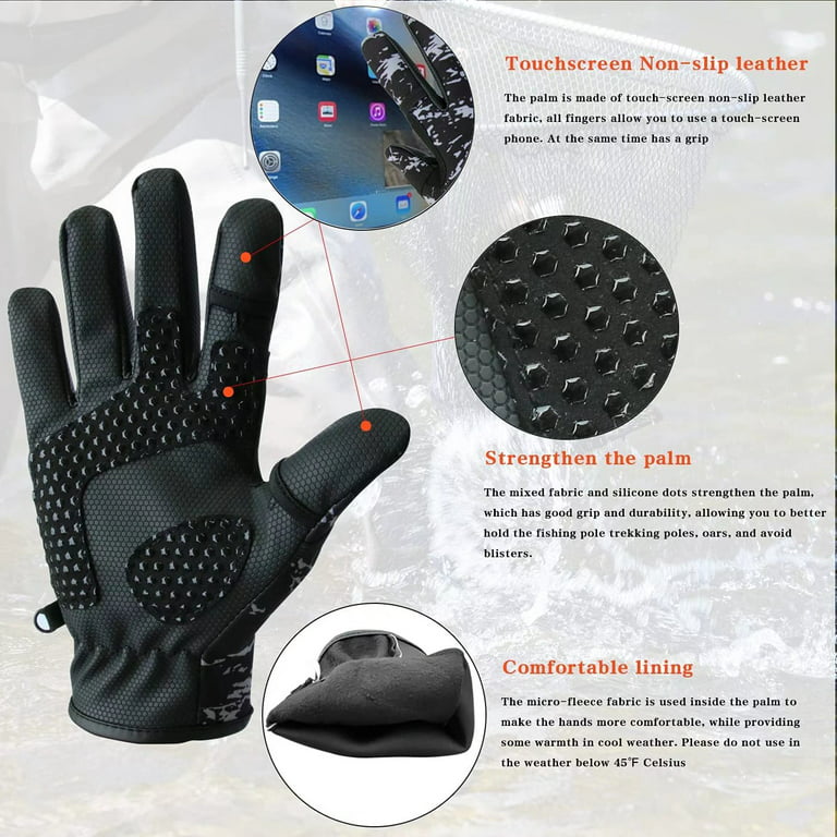 Drasry Neoprene Fishing Gloves Touchscreen Non-Slip Photography Hiking  Kayaking Men and Women