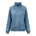 thumbnail image 5 of Trgacdwlo Oversized Mockneck Sweatshirt for Women Leopard Print Raglan Long Sleeve Shirt Women Fall Winter Streetwear Pullover Women with Pocket, 5 of 6