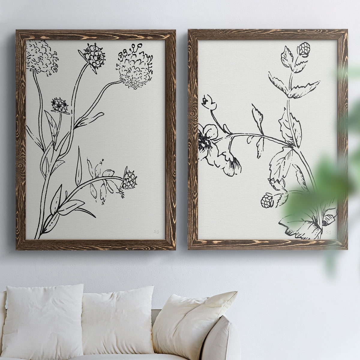 Botanical Study I - Premium Framed Canvas 2 Piece Set - Ready to Hang