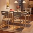 thumbnail image 3 of BeesClover Industrial 5-Piece Dining Table Set for 4 with Cushioned Chairs – Kitchen Table Set with Spiral Leg Design Table & Chairs for Kitchen, 3 of 7
