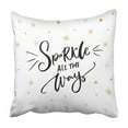 thumbnail image 1 of ABPHQTO Sparkle All The Way Christmas Inspiration Quote Negro sobre blanco con copos de nieve dorados Funda de almohada 45x45 cm, 1 of 1