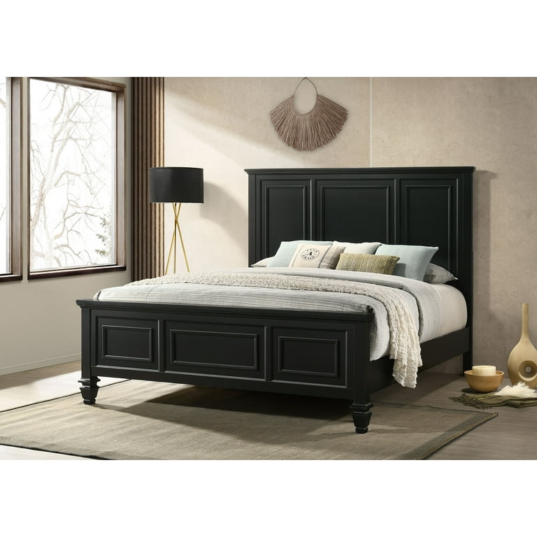 Sandy Beach Queen Panel Bed with High Headboard Black - Walmart.com Sandy Beach Queen Panel Bed with High Headboard Black - Walmart.com