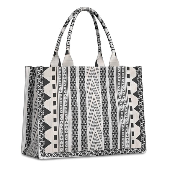 Large Capacity Tote Bag,White Geometric Diamond Chevron Pattern Handbag Fashion Luxury Tote Bag,15.7"x13"x 5.1" Inches,Laptop Compatible