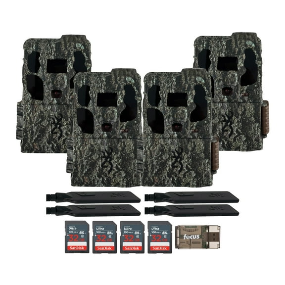 Browning Trail Camera - Defender Wireless Pro Scout Max HD AI (4-Pack) Bundle with 4x 32GB Memory Card and Card Reader
