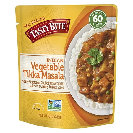 Indian Entree Vegetable Tikka Masala 10 Ounce (Pack of 6), Fully Cooked Indian Entrée with Vegetables & Aromatic Spices in Creamy Tomato Sauce, Vegetarian, Gluten Free, Ready to Eat Tasty