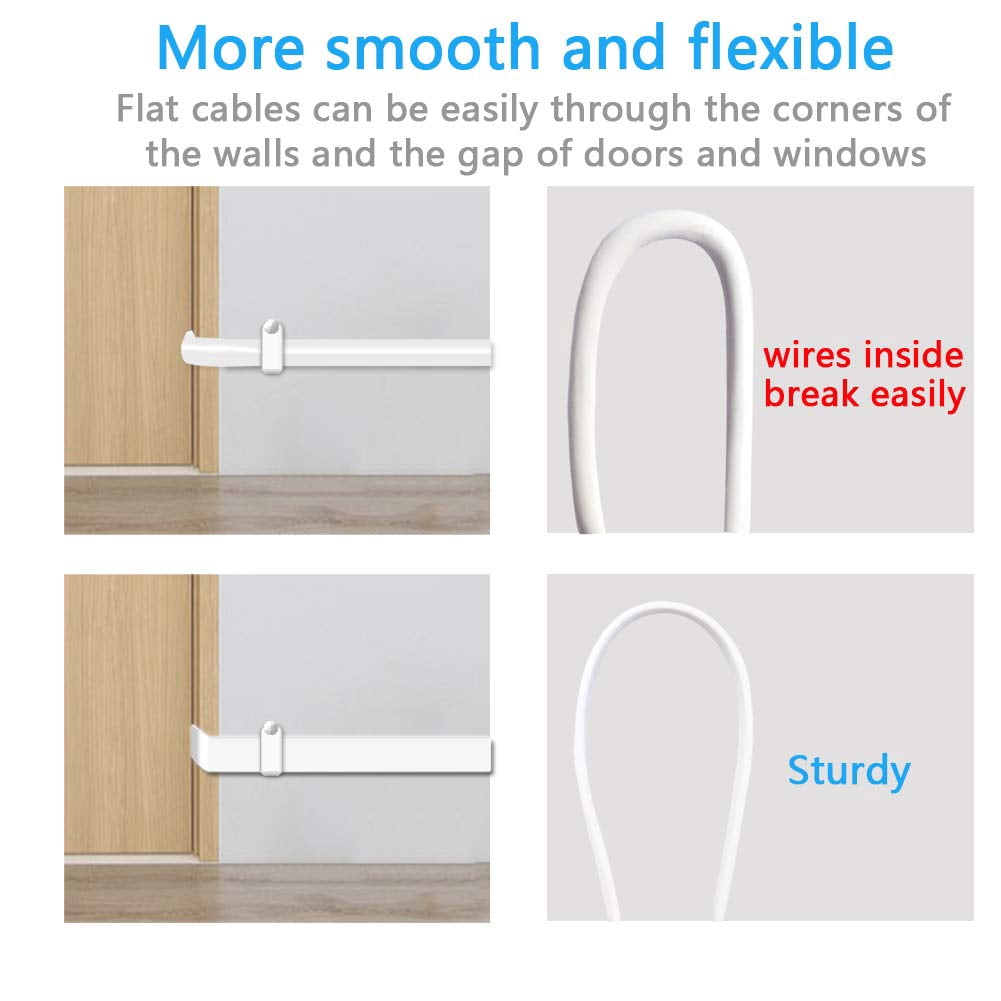JJEAN-2 Pack 13FT Micro USB Extension Cable for Zmodo,Male to Female Extender Flat Power Cord Compatible for Wyze Cam v3 v2,Yi Camera,Oculus Go,Netvue,Nest Cam,Blink,Furbo Dog Home Security Camera