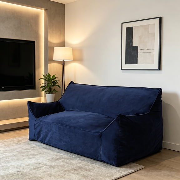 AUU Fila Velveteen Oversized 2-Seater Bean Bag Chair with Armrests for Living Room, Bedroom