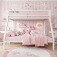 thumbnail image 4 of Einfach Metal Twin over Full Size Bunk Bed Frame with Full-Length Guardrail & Removable Stair, White, 4 of 9