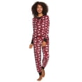 thumbnail image 2 of Felina | Women's Printed Micro-Fleece Pajama Set | V-Notch Top & Jogger (Red Snowflakes, Large), 2 of 3