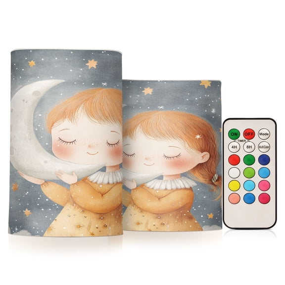 BZSMCE Flameless Candles LED Lights Gril Holding The Moon Creativity Battery Candles