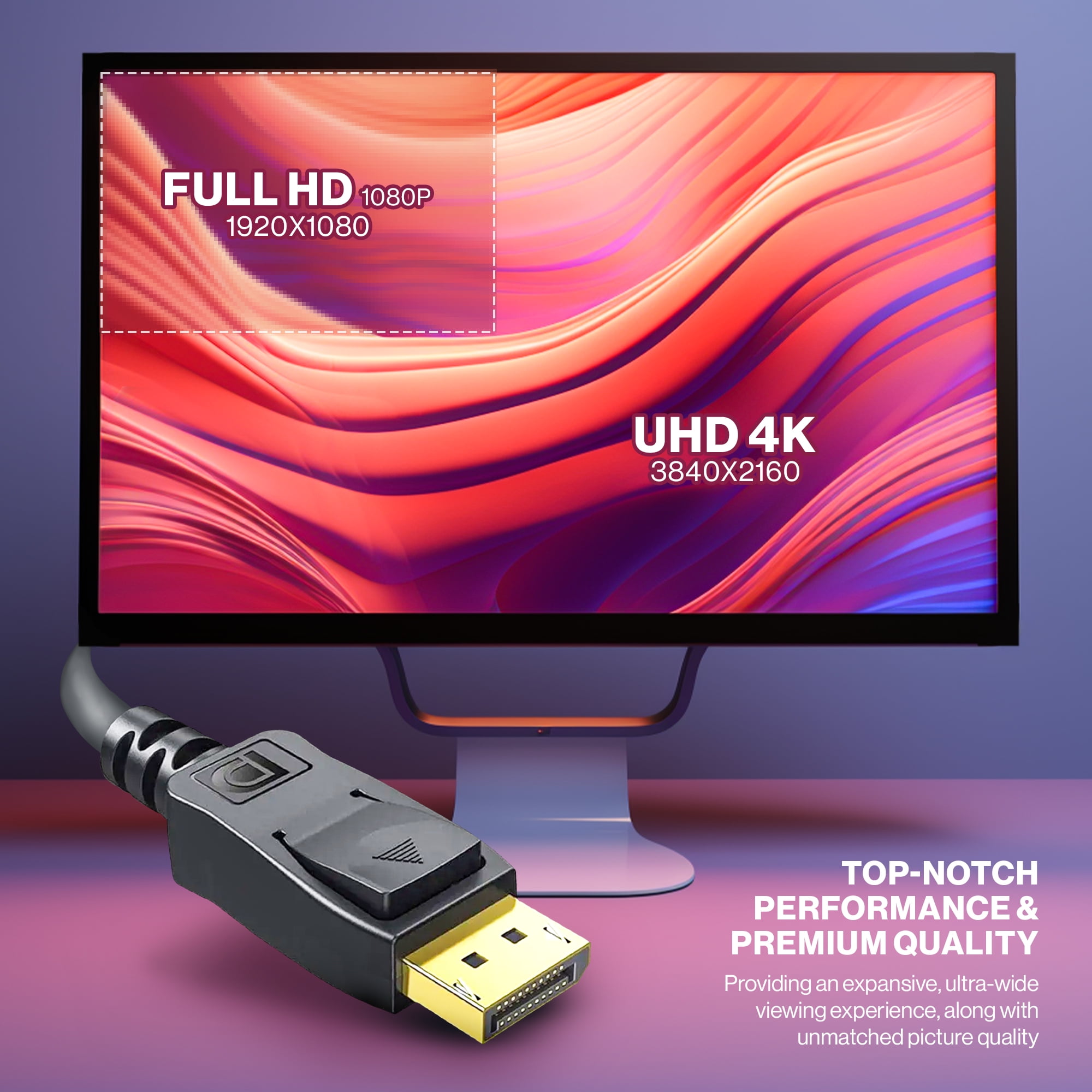 Lordtronics 6FT Display Port to Display Port Cable DP to DP 4K Video Cord