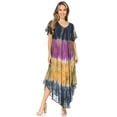 thumbnail image 5 of Sakkas Mika Ombre Floral Caftan Dress - Blue - One Size, 5 of 5