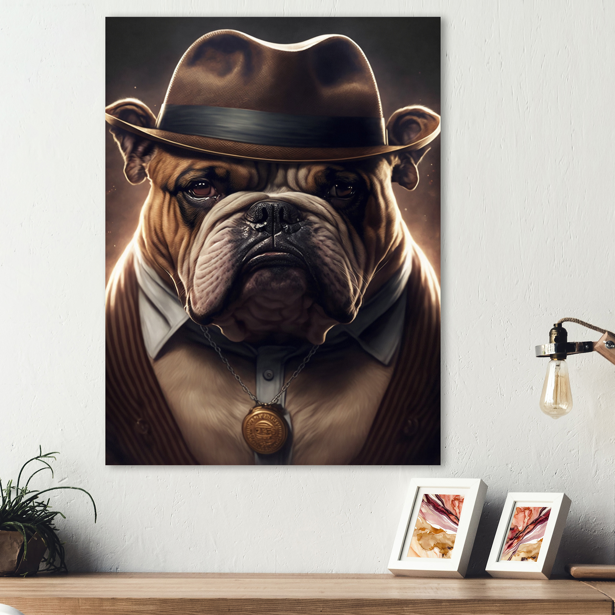 Designart Mafia English Bulldog II Canvas Wall Art