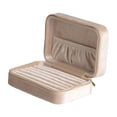 thumbnail image 4 of Estuche de viaje para joyas, caja de terciopelo para joyas, regalo de terciopelo, organizador portátil pequeño multifuncional, regalo de Navidad para Beige, 4 of 8