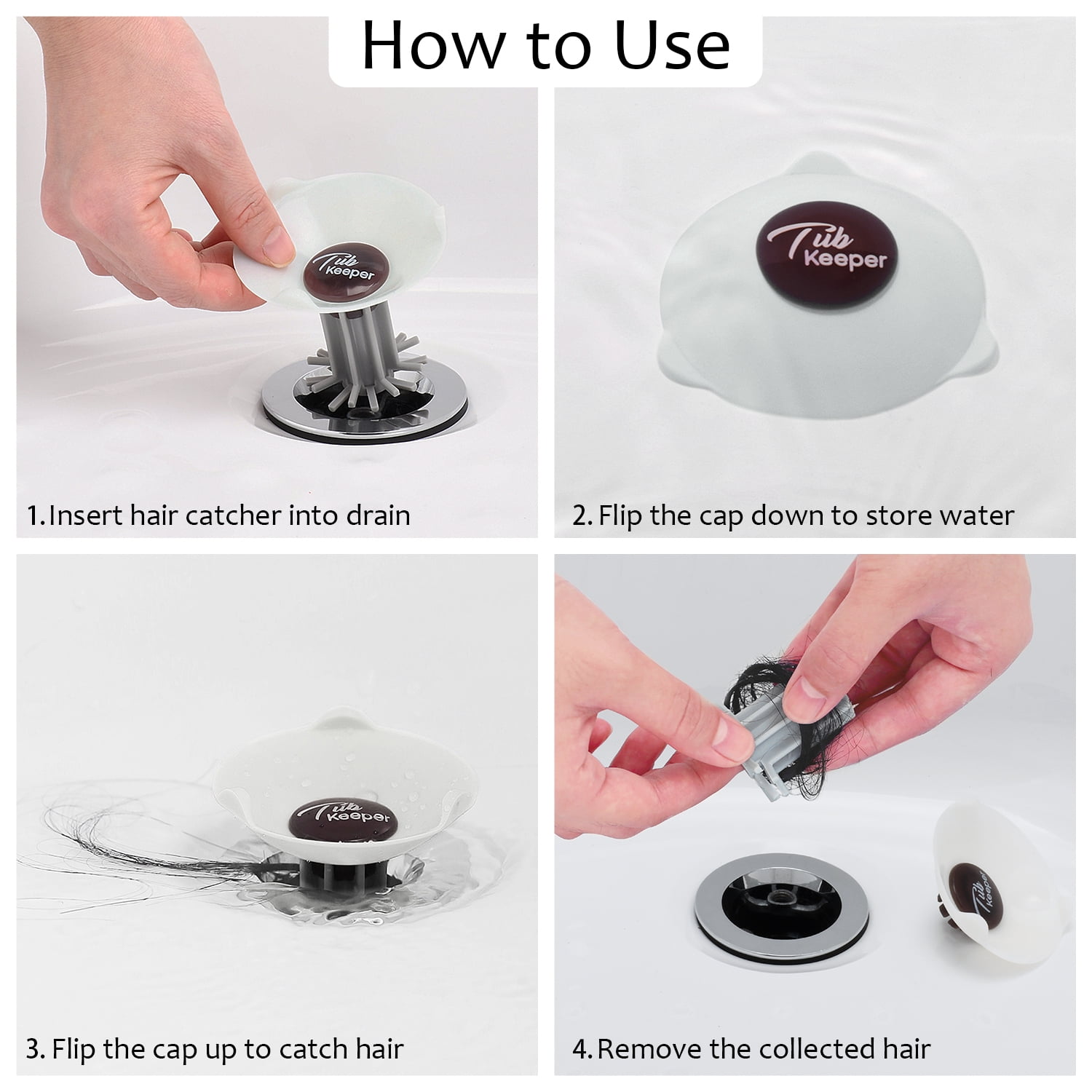Stauber Best Bathtub Hair Catcher and Tub Stopper- two in one device that  catches clogs before they happen.
