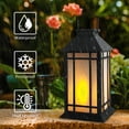 thumbnail image 6 of 2 Pack Solar Lanterns Outdoor Waterproof Flickering Flame Lights Black Metal Hanging Solar Lantern Patio Porch Garden Decoration, 6 of 8