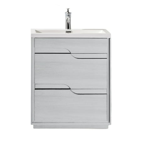 Eviva Lulu 25 White Oak Bathroom Vanity With Integrated Solid Eviva Lulu 25 White Oak Bathroom Vanity With Integrated Solid Surface Sink