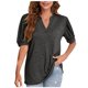 thumbnail image 2 of Fiudx Ofertas Flash Del Día Camiseta Holgada de Manga Sólida con Cuello En V para Mujer, Top/Camisa de Manga Corta con Cuello En V, 2 of 4