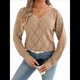 thumbnail image 3 of Suéter de Crochet para Mujer, Top de Larga Calada, Conjuntos de Otoño, Moda Caqui S, 3 of 10