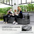 thumbnail image 3 of Outsunny 3 Seater Wicker Sofa with Side Trays, Rattan Outdoor Patio Couch with 6" Thick Back Cushions, Deep Seating for Porch, Garden, Mixed Gray, 3 of 9