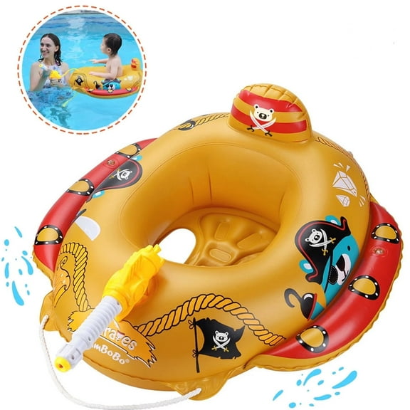 JoyStone Summer Inflatable Pirate Boat Pool Float for Kids with Built-in Squirt Blaster, Toddler Pool Float Kids Inflatable Swim Seat Boat Ship Pool Toys for Toddlers and Children