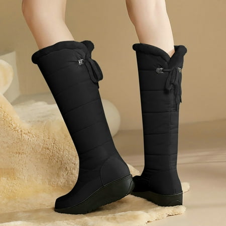 

Yinguo Winter Shoes Over Knee Ladies Boots Platform Warm Snow Women Fashion Boots Waterproof Down Cotton Snow Boots Women s Mid Boots Round Toe Thick Bottom Comfortable Warm Cotton