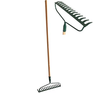 Exact Design Sand Flea Rake, Anodized Aluminum One Piece Strong 52? Long Handle, 16-Inches Wide Basket, Sharp Teeth, Curved Handle Design Revision