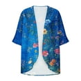 thumbnail image 4 of Womens Blazer Beach for Women Cover up 3/4 Sleeve Summer Lightweight Kimonos Cardigan Draped Open Front Casual Flowy Cover Ups Floral Shirts Multicolor M, 4 of 5
