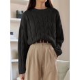 thumbnail image 6 of Womens Sweaters Fall Knit Long Sleeve Crewneck Oversized Sweater Pullover Loose Outfits Black One size, 6 of 8