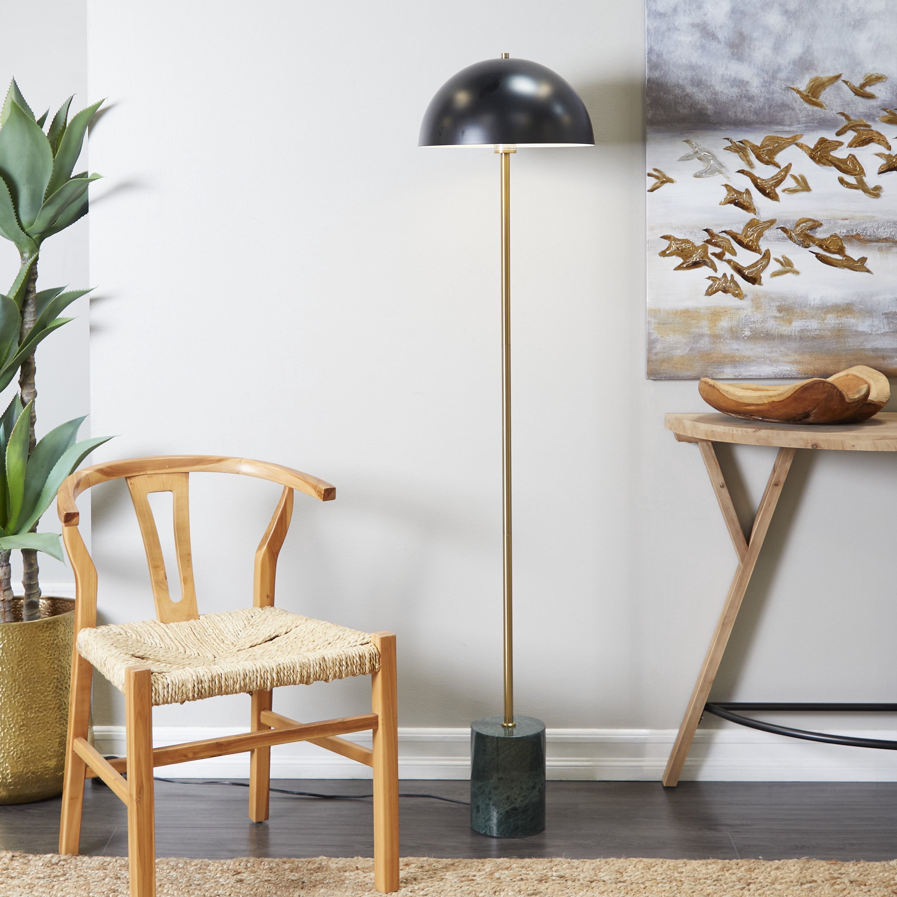 DecMode 14"W, 62"H Metal Contemporary Floor Lamp, Black, 1-Piece